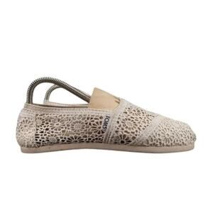 Toms Shoes Womens 6.5 Slip On Flats Crochet Alpargata Boho Fashion Classic White